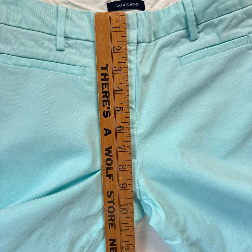 Lands End Shorts Women Sz 2 Seafoam‎ Blue Mid Rise Chino Straight Fit